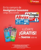 En Soriana Mercado compra un analgésico Genomma y llévate gratis un Suerox de 630ml