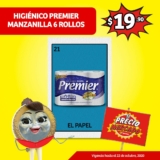 En Soriana Mercado papel Higiénico Premier Manzanilla 6 rollos a $19.90