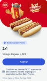 Cupón Oxxo 2×1 en hot dogs Vikingo en la app de Spin Premia