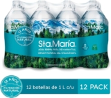 12 pack agua natural de manantial Sta. María de 1 litro bajan a su menor precio + 10% adicional con Planea y Ahorra