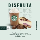 Cupón Starbucks 20% de descuento en compras de $99 o más