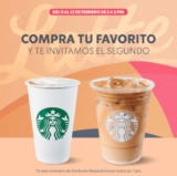 2×1 en lattes en Starbucks del 9 al 12 de febrero de 3:00 a 5:00 PM