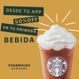 Regístrate en la app de Starbucks Rewards y obtén tu primera bebida a mitad de precio