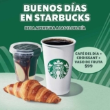 En Starbucks café del día + croissant + vaso de fruta por $99