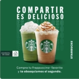 Cupón Starbucks 2×1 en Frappuccinos (sucursales participantes)