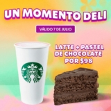 En Starbucks llévate un latte + pastel de chocolate por $98