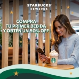 En Starbucks compra tu primer bebida a mitad de precio con Starbucks Rewards