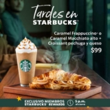Tardes de Starbucks: Bebidas Caramel participantes + un Croissant de pechuga y queso por $99 desde las 5:00 pm