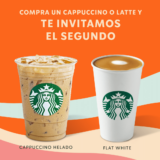 Cupón Starbucks 2×1 en Flat White, Cappuccino o Lattes en versión Café o Té