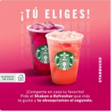 Cupón Starbucks 2×1 en Shaken o Refresher