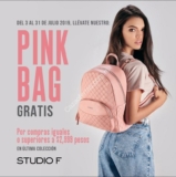 Promoción Studio F Pink Bag regreso a clases: Backpack rosa de regalo en compras a partir de $2,999