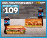 Promoción Subway: Sub Cordon Bleu + Sub Italiano B.M.T con refrescos por $109