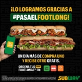 En Subway 2×1 en subs footlong por delivery hoy viernes 2 de septiembre