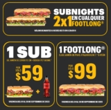 Cupones Subway Subtiembre: 2×1 en footlongs en la noche, combo sub por $59 y más en subtiembre.com.mx