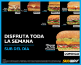 Nuevos Sub del Día en Subway válidos por lo que resta del 2020