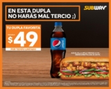 Promoción Dupla Favorita Subway: Sub de 15 cms + refresco por $49