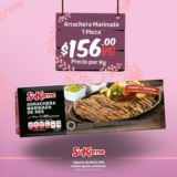 Promoción SuKarne de arrachera marinada de res a $156 el kilo
