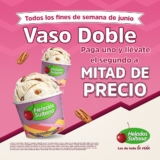 Segundo a mitad de precio en helados dobles en Helados Sultana los fines de semana de junio
