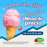 Segundo a mitad de precio en cono sencillo esta semana en Helados Sultana