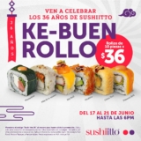 Sushi Itto 36 Aniversario: rollos de sushi por solo $36