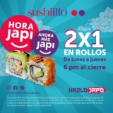 Hora Japi Sushi Itto 2023: 2×1 en rollos de lunes a jueves de las 6:00 PM al cierre