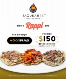 Código Rappi de $150 de descuento en Taquearte válido hasta hoy jueves