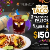 Promo Día del Taco Taquearte: 2 tacos al pastor + bebida de mezcal por $150