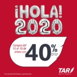 Promoción Aerolíneas TAR Hola 2020: Hasta 40% de descuento en vuelos comprando del 15 al 19 de enero