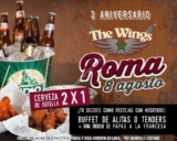 Promoción Aniversario The Wings Roma: 2×1 en cerveza hoy 8 de agosto