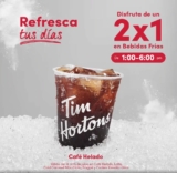 2×1 en bebidas frías en Tim Hortons de 1:00 a 6:00 PM hoy y mañana