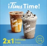 2×1 en bebidas frías en Tim Hortons hoy de 4:00 a 6:00 PM