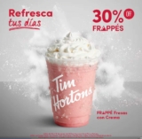 En Tim Hortons 30% de descuento en frappés hoy martes