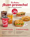 Promoción Tim Hortons: Bebida + sandwich a elegir por $79