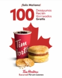 Promoción apertura Tim Hortons Fórum Leones: Desayuno recién horneado GRATIS para los primeros 100 hoy