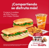 En Tim Hortons compra 2 combos participantes de las 4PM al cierre y llévate gratis un 10-Pack de Timbits