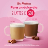 2×1 en lattes medianos en Tim Hortons del 7 al 10 de febrero