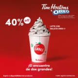 En Tim Hortons 40% de descuento en Latte con galleta Oreo