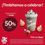 Promo Tim Hortons: 50% off en 3 Timbits + Frappé de Oreo por Rappi