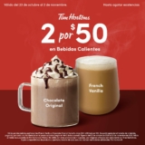 En Tim Hortons 2 bebidas calientes por $50 pesos
