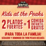 Promo Twin Peaks fines de semana: compra 2 platos fuertes y recibe 1 menú infantil Gratis