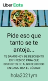 Código Uber Eats Año Nuevo 2021: 40% de descuento adicional en tu siguiente pedido