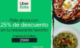 Código de cupón Uber Eats de 25% de descuento en restaurantes seleccionados