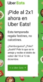 Promoción Uber Eats de 2×1 en platillos participantes del 10 al 13 de diciembre