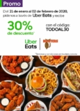 Código Uber Eats 30% de descuento en todo del 31 de enero al 2 de febrero