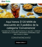 Código Uber Eats de $120 de descuento en tiendas de conveniencia