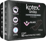 3×2 en pantiprotectores Kotex Unika Black con 50 piezas
