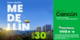 Nueva ruta Viva Aerobus Cancún-Medellín a sólo $30 dólares + TUA