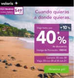 Promo Volaris de hasta 40% de descuento + 10% adicional + cambios ilimitados por $49