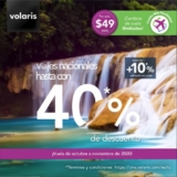 En Volaris 40% de descuento en viajes nacionales en octubre y noviembre
