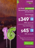 Promo Volaris 16 Aniversario de vuelos desde $349 con TUA incluida